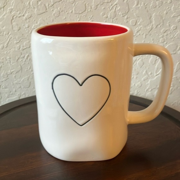 Rae Dunn: White/ Red interior Valentine Heart Mug- Coffee/Tea - Picture 1 of 16